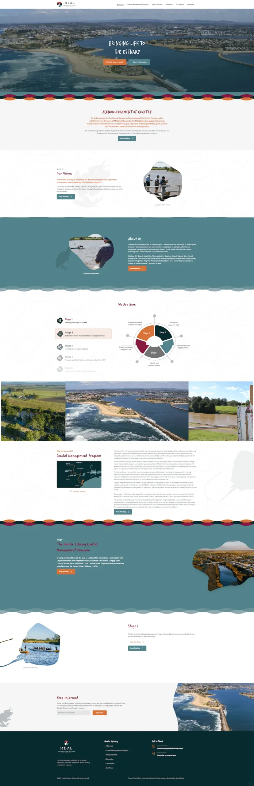 Maitland Council Hunter Estuary website full-page design